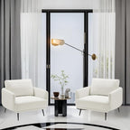 Oversized Accent Chair for Living Room Chairs Reading Arm Chair Comfy Modern Single Sofa Side Chairs with Metal Legs & Soft Cushion for Bedroom, Waiting Room (Polyster Pearl White, Set of 2)