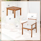 Devoko Patio Set 3 Piece Acacia Wood Outdoor Furniture Conversation Seat with Table & Cushions Porch Chairs for Balcony, Deck, Backyard