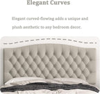 Queen Headboard Only, Upholstered Head Board for Adjustable Bed Velvet Tufted Queen/Full Size Wall Mounted Headboard with Solid Wood Legs Head Board, Taupe