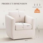 360° Comfy Swivel Accent Armchair with Pillow - Fully Assembled Living Room Single Sofa No-Sag Foam & Sturdy Metal Base, Swivel Accent Chair for Bedroom Living Room, Office, Beige