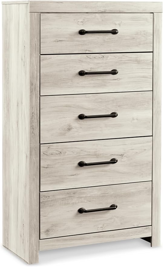 Signature Design by Ashley Cambeck Industrial 5 Drawer Chest with Safety Stop, Whitewash