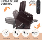 EONIX Triple Motor Lay Flat Power Lift Recliner Chair for Elderly with Adjustable Headrest, 400lbs Electirc Lift Chair for Living Room, Lumbar Pillow, Extended Footrest, Dark Brown