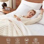 Westinghouse Electric Blanket Full Size, Super Cozy Luxury Faux Fur & Sherpa Heated Blanket with 10 Heating Levels & 1-12 Hours Auto Off, Fast Heating Blanket, Machine Washable, 80x 84 Inch, Beige
