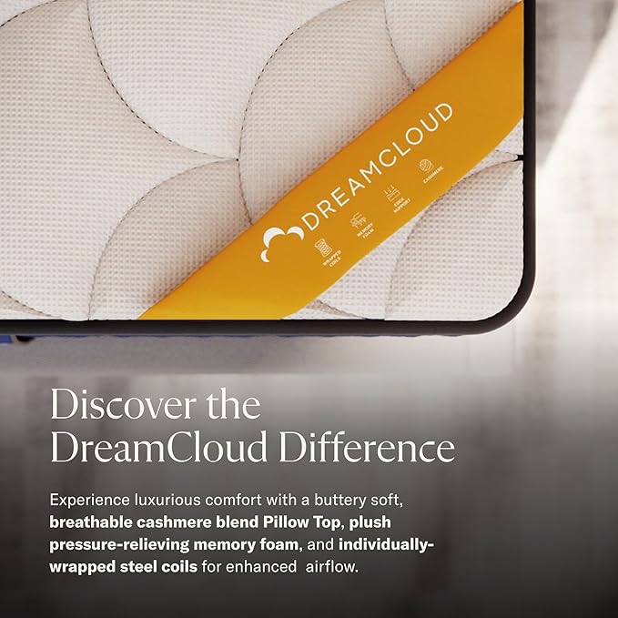 DreamCloud Premier Rest 14" King Mattress - Luxury Hybrid Memory Foam - 365 Night Trial - Premium Pressure-Relieving Layers - Forever Warranty - Mattress in a Box - CertiPUR-US Certified