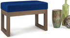 SIMPLIHOME Milltown 27 inch Wide Contemporary Rectangle Footstool Ottoman Bench in Blue Velvet Fabric, Assembled, For the Living Room and Bedroom