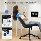 Armless Desk Chair, Armless Office Chair with Wheels, Small Desk Chair No Arms for Home Office, Swivel Vantiy Chair with Backs for Bedroom, Rolling Task Chair for Small Space, Black