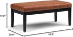SIMPLIHOME Lacey 41 inch Wide Contemporary Rectangle Tufted Ottoman Bench in Distressed Saddle Brown Vegan Faux Leather, Assembled, For the Living Room and Bedroom