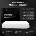 Miracle Made Mattress Protector – Silver-Infused Cotton Fabric – Water-Resistant, Thermoregulating Cover for Sensitive Skin – Compatible with 3-Temperature Zone Comforter, King, White