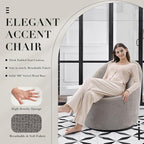 360° Swivel Accent Chair, Mid-Century Modern Chair with Hidden Storge, Small Swivel Chair with Arms for Living Room/Office-Light Grey