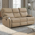 3-Seater Manual Seater Reclining Anti-Scratch 3 Seat Reclining Sofa with Side Pocket and Cupholders Reclining Loveseat Sofa for Living Room Meeting Room Bedroom Office Apartment