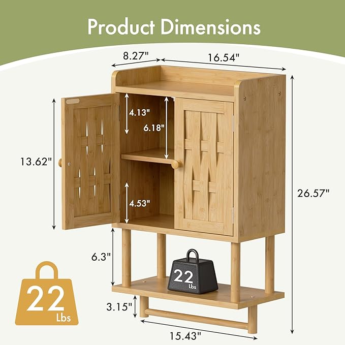 AmazerBath Bathroom Wall Cabinets with Strip Weaving Door, Medicine Cabinets with Towel Bar, Hanging Over Toilet Storage Organizer Cabinet for Small Spaces, Adjustable Shelves, 8.3x16.5x26.6 Inches