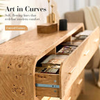 Curved 9-Drawer Dresser for Bedroom, 63" Wide Modern Chest of Drawers, Vanity Desk TV Stand for Living Room, Closet Storage Drawers Organizer Furniture, Nursery, Hallway, Light Burl