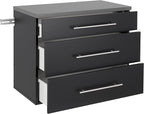 Prepac HangUps 30'' Garage Storage Cabinet with 3 Drawers, Wood Wall Mount Pantry Cabinet, Wall Hanging Laundry Room Cupboard, Kitchen Pantry for Garage, Kitchen and Laundry Organization, Black
