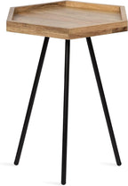 Kate and Laurel Kashvi Modern Hexagon Side Table; 17 x 15 x 20 Natural Wood and Black Decorative Geometric Farmhouse Bedroom Nightstand Table with Tripod Legs and Two Tone Finish