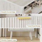 LYNSOM Fluted Dresser and Nightstand Sets 3 Piece, 5-Drawers Dresser and 1-Drawer Nightstands Set of 2, Wood Bedroom Furniture Set for Home, Bedroom, Hallway, White