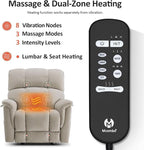 MCombo Large-Wide Dual Motor Power Lift Recliner Chair, Massage and Dual Heating for Elderly People, Infinite Position, Fabric R7166 (Beige)