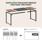 Huuger 78.7 Inch Office Computer Desk with Storage, Writing Work Desk for Home Office, Study, Gaming, Long Simple Desk, Large Legroom, Metal Frame, Rustic Brown and Black
