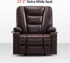 MCombo Oversized Power Lift Recliner Chair with Massage and Heat for Big and Tall Elderly People, Cup Holders, USB Ports, Side Pockets, Faux Leather R7541 (Dark Brown, Large-Oversize)