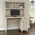 Bush Furniture Distressed Finish Options Include a Cream Colored Antique White, Pure White with Shiplap Gray, Cape Cod Gray, Vintage Black, Ash Brown, Reclaimed Pine and Driftwood Gray