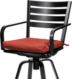Pellebant Outdoor Swivel Barstools Set of 6, Aluminum 29.5" Bar Height Stool Chairs with Back & Footrest,Rust-Proof Tall Patio Bar Stools for Deck Lawn Garden, Red