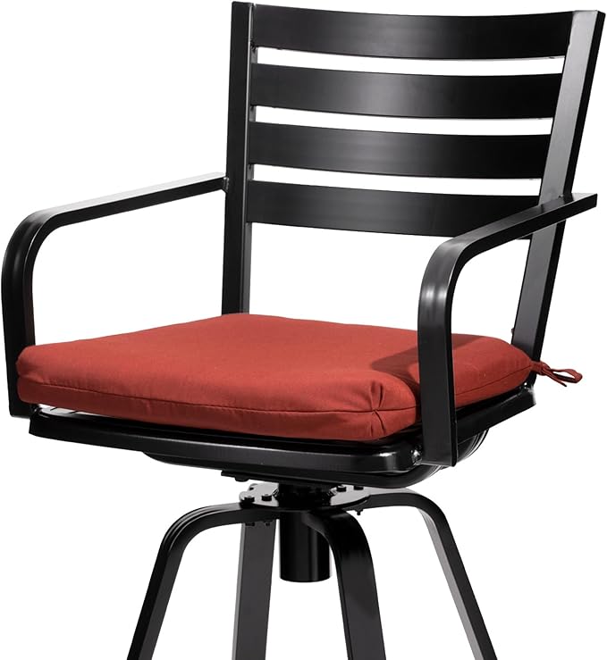 Pellebant Outdoor Swivel Barstools Set of 6, Aluminum 29.5" Bar Height Stool Chairs with Back & Footrest,Rust-Proof Tall Patio Bar Stools for Deck Lawn Garden, Red