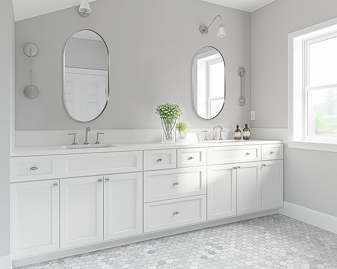 ANDY STAR Rustproof Chrome Oval Mirror for Bathroom, 24x40 Oval Vanity Mirror for Wall, Polished Nickel Mirror for Bathroom in SUS304 Metal Frame 1’’ Deep Wall Mounted Vertical/Horizontal