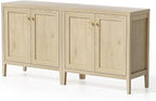 63" Large Buffet Cabinets Set of 2, Farmhouse Sideboard Cabinet with Storage, Accent Credenza Cabinet, Wood Kitchen Cabinets, Coffee Bar Console Table for Living, Dining Room, Light Oak