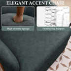 Swivel Accent Chair Faux Leather Swivel Barrel Chair Comfortable Mid Century Modern Chair Upholstered Metal Base Armchair for Living Room Bedroom Office Large Vintage Blue