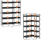 KOUSEI 5-Tier Corner Bookshelf, Reversible L-Shaped Bookcase with 4 Hooks, 65" Industrial Wood & Metal Storage Shelf for Living Room, Home Office & Bedroom, Black