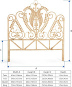 KOUBOO Peacock Rattan Headboard, Queen Size, Natural Color