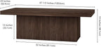 Henn&Hart 48" Wide Rectangular Coffee Table in Alder Brown, for Home, Living Room, Bedroom, Entertainment Room, Office