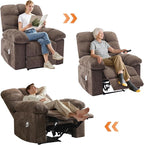 Recliner Rocking Chair with Massage and Heat, Wide Overstuffed Ergonomic Fabric Recliner with Breathable Upholstery, 2 Side Pockets & Remote Control for Living Room or Bedroom