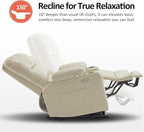 MCombo Oversized Power Lift Recliner Chair for Elderly, Lift Chair with Heat and Massage, Lift Recliner for Big and Tall, Cup Holders, USB &Type C Ports, Faux Leather R7092 (Cream White, Oversize)