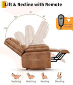 GarveeHome Power Lift Recliner Chair - Heat and Massage, Faux PU Electric Lift Recliner for Elderly & Mobility Impaired, Adjustable Back and Legs, Heavy Duty Lift Chair for Seniors