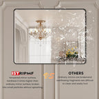 40x30 Inch Black Metal Framed Bathrrom Mirror for Wall,Matte Black Rectabgle Vanity Mirror,Tempered Glass,Anti-Rust,Rounded Corner,Horizontal or Vertical