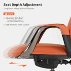 EUREKA ERGONOMIC Serene Executive Office Chair Genuine Leather, Modern Executive Chair 135° Back Support Comfy Desk with Arms & Aluminum Base for Home-Orange