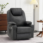 MCombo Large Power Lift Recliner Chair for Elderly, Lift Chair with Heat and Massage for Tall People, Extended Footrest, USB & Type C Ports, Cup Holders, Faux Leather 7516 (Large, Grey)