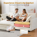 77" Cloud Chenille L-Shaped Sofa with Ottoman | Space-Saving Apartment Couch with 29.1" Deep Seat & Footrest | FSC Certified Solid Wood & Metal Frame | Easy Assembly & 1YR Guarantee