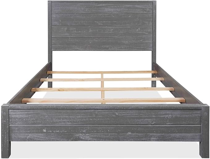 Grain Wood Furniture Montauk Solid Wood Bed, Queen Size, Rustic Grey