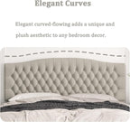 King Headboard Only, Upholstered Head Board for Adjustable Bed Velvet Tufted Cal King Size Wall Mounted Headboard with Solid Wood Legs Head Board, Taupe