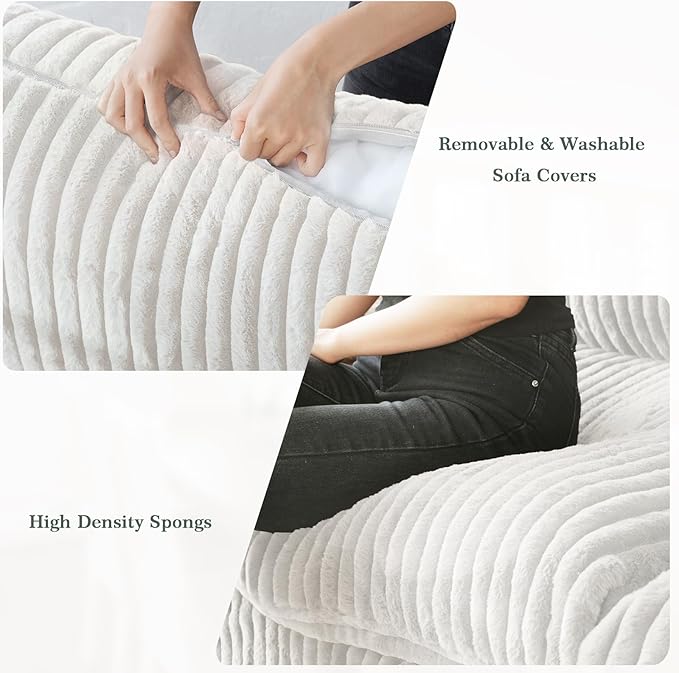 Modular Sectional Sofa, Convertible L Shaped Couch for Living Room, Deep Seat Cloud Sectional Couches, 5 Seat Comfy Modular Sofa, Couch Cushion Covers Removable, Beige
