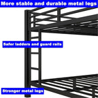 Upgraded Version Thicken Stronger Metal Heavy-Duty Queen Over Queen Bunk Bed, Bunkbed Frame for Adults with Ladders, Easy Assemble