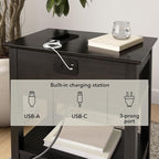 Bush Home 65-inch Full/Queen Headboard with 2 Nightstands, Bedroom Furniture, Camille Collection, Onyx Birch
