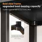 Need 63 Inch Large Computer Desk, Modern Simple Style Home Office Gaming Desk, Basic Writing Table for Study Student, Wooden Desktop and Metal Frame, Black