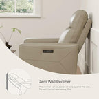 CHITA Genuine Leather Power Recliner Chair for Adults, Electric Wall Hugger Recliner for Small Spaces, Modern Living Room and RV Recliner Chair with Power Headrest & Charging Ports, Latte Tan