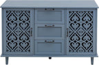 Sideboard Buffet Cabinet with Storage - Accent Storage Cabinet American Furniture, Modern 2 Door 3 Drawer Cabinet, Farmhouse Wood Credenza for Living Room, Dining Room, Entryway (Blue)