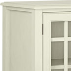 SIMPLIHOME Connaught Solid Wood 46 Inch Wide Traditional Low Storage Cabinet in Antique White, for The Living Room, Entryway and Family Room