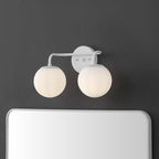 JONATHAN Y JYL3535D Louis Parisian Globe 15" 2-Light Metal/Frosted Glass Modern Contemporary LED Vanity Light Midcentury, Glam, Transitional, Bathroom, Powder Room, Dressing Room, Bedroom, White