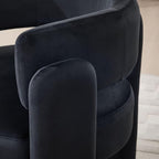 Set of 2 Accent Chairs with Arms, Upholstered Barrel Armchair with Curved Back, Comfy Single Side Chair for Reading, Living Room, Home Office, Black