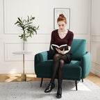 Oversized Accent Chair for Living Room Chairs Reading Arm Chair Comfy Modern Single Sofa Side Chairs with Metal Legs & Soft Cushion for Bedroom, Waiting Room (Velvet Dark Green, Set of 1)